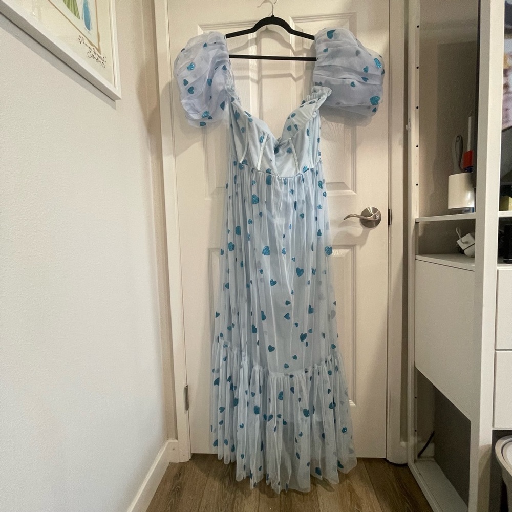 NWT - Asos Curve Lace and Beads Blue Heart Tulle Dress - Size UK 26 (US 22) - Picture 5 of 11